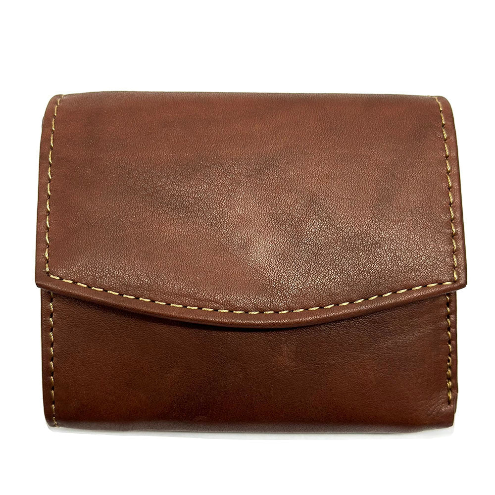 Liora Minimalist RFID Leather Mini Trifold Wallet - Leather Italiano