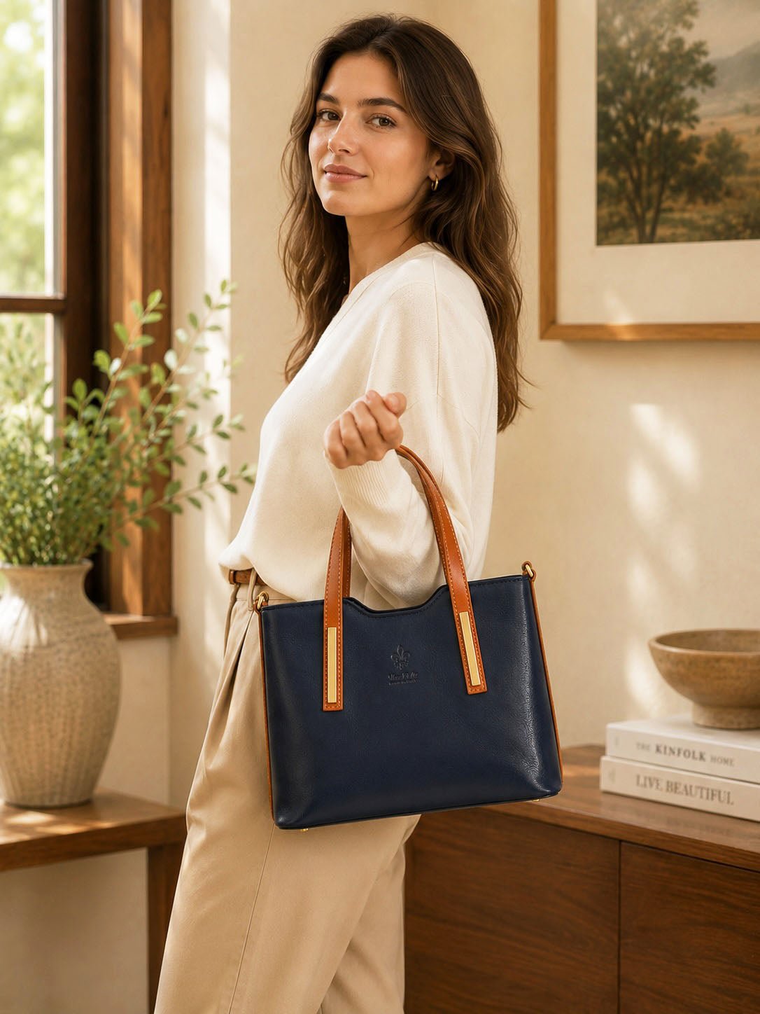 Liviana Large Italian Leather Structured Tote Bag - Leather Italiano