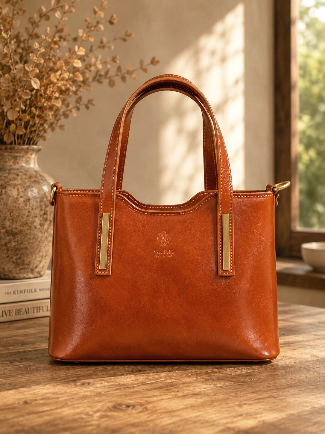 Liviana Large Italian Leather Structured Tote Bag - Leather Italiano