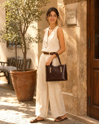 Liviana Large Italian Leather Structured Tote Bag - Leather Italiano