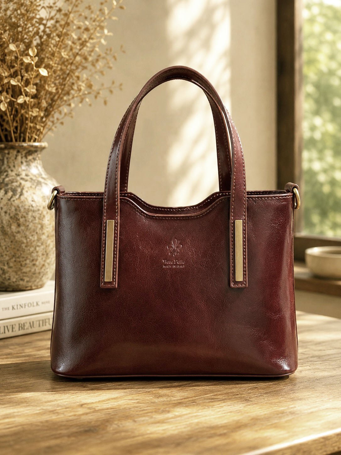 Liviana Large Italian Leather Structured Tote Bag - Leather Italiano
