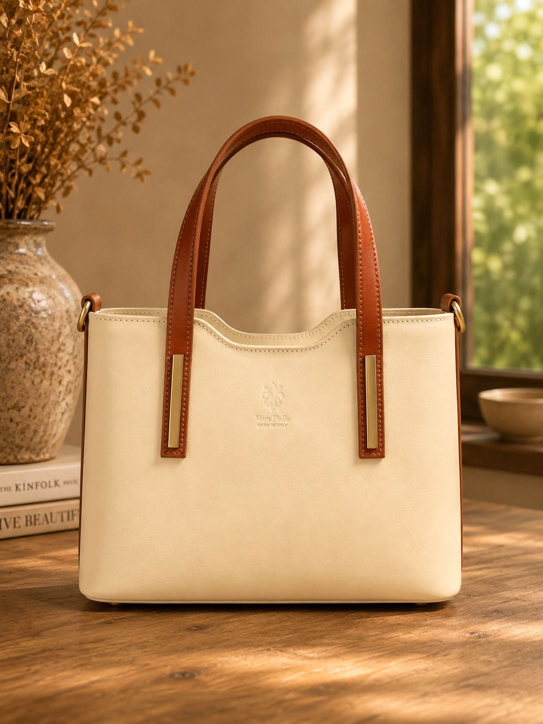 Liviana Large Italian Leather Structured Tote Bag - Leather Italiano