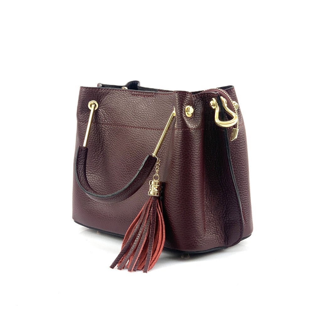 Lorena Red Leather Handbag - Leather Italiano
