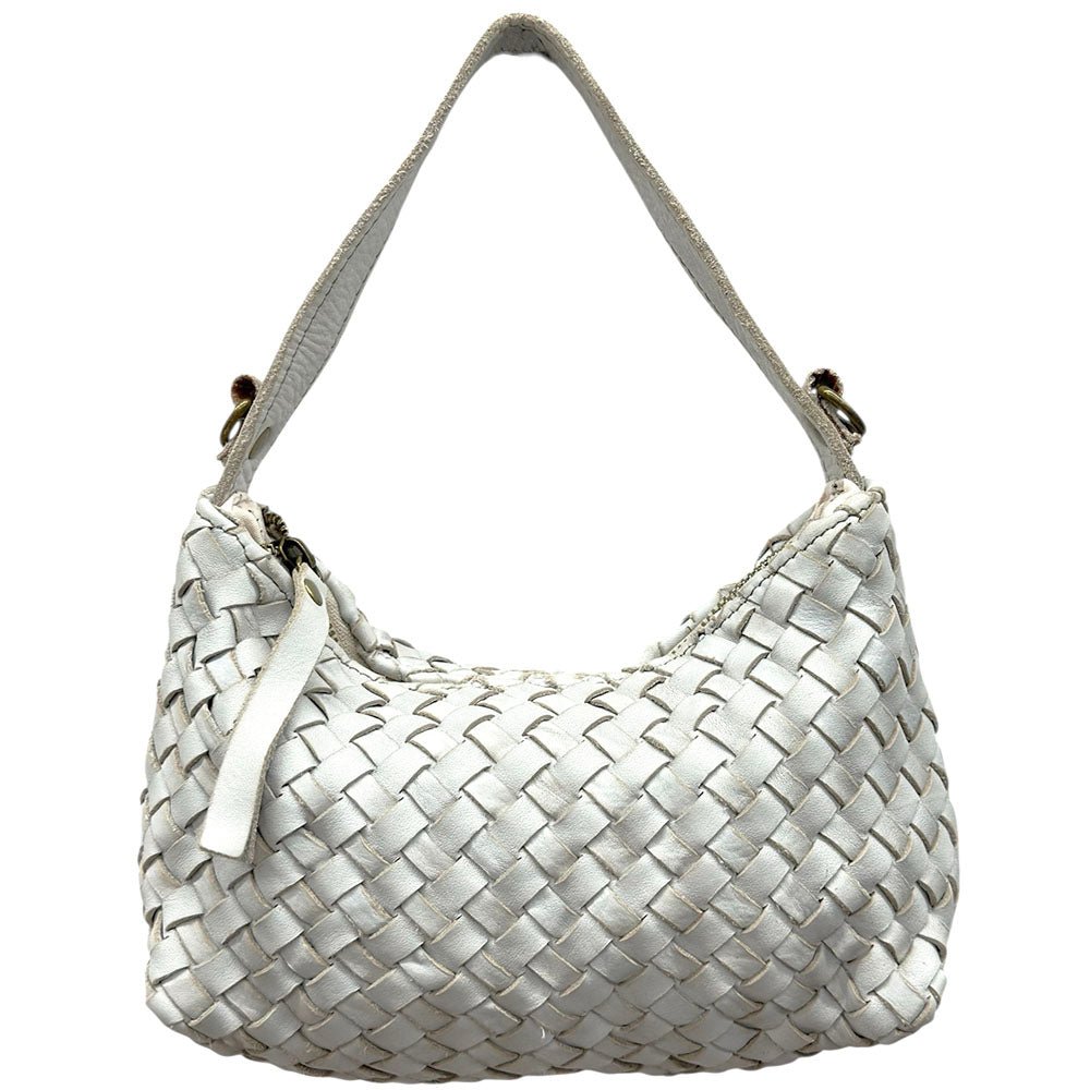 Lorenvia Washed Woven Calf Leather Shoulder Bag - Leather Italiano