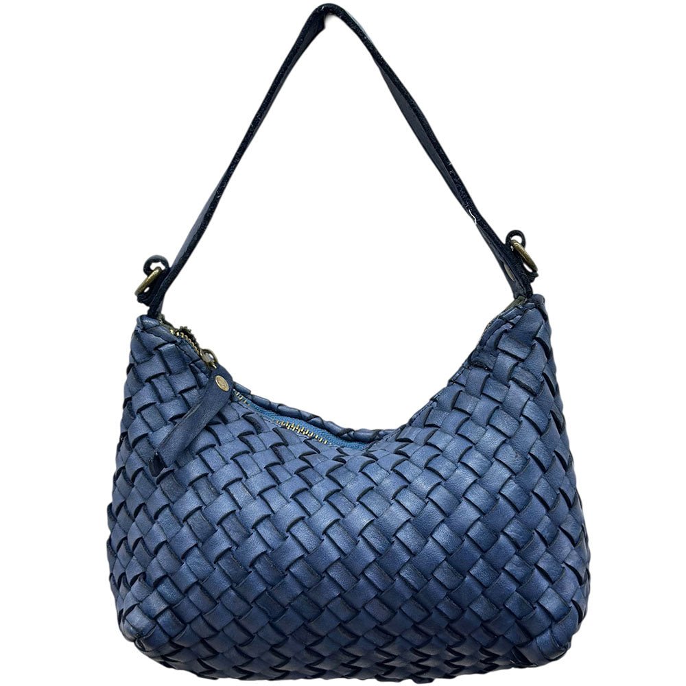 Lorenvia Washed Woven Calf Leather Shoulder Bag - Leather Italiano