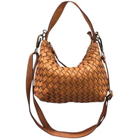 Lorenvia Washed Woven Calf Leather Shoulder Bag - Leather Italiano