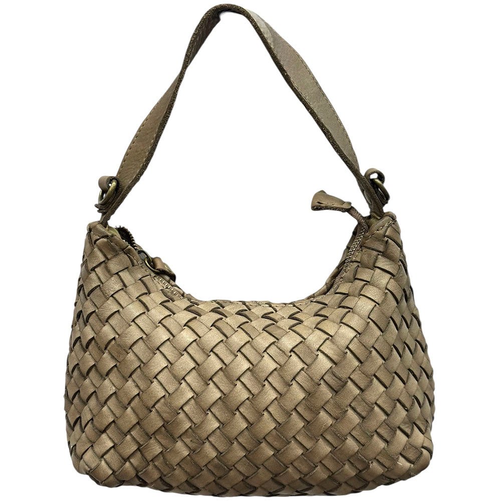 Lorenvia Washed Woven Calf Leather Shoulder Bag - Leather Italiano