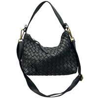 Lorenvia Washed Woven Calf Leather Shoulder Bag - Leather Italiano