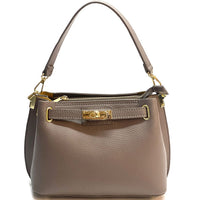 Lorettina Leather Lock Detail Shoulder Bag - Leather Italiano