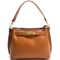 Lorettina Leather Lock Detail Shoulder Bag - Leather Italiano