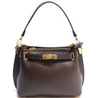 Lorettina Leather Lock Detail Shoulder Bag - Leather Italiano