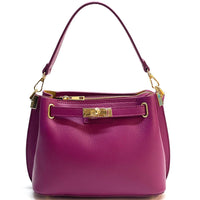 Lorettina Leather Lock Detail Shoulder Bag - Leather Italiano