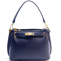 Lorettina Leather Lock Detail Shoulder Bag - Leather Italiano