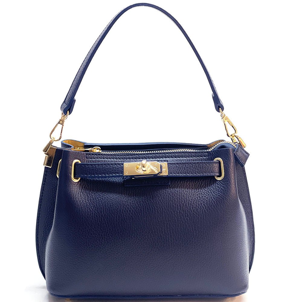 Lorettina Leather Lock Detail Shoulder Bag - Leather Italiano