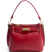 Lorettina Leather Lock Detail Shoulder Bag - Leather Italiano