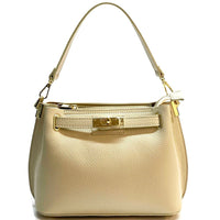Lorettina Leather Lock Detail Shoulder Bag - Leather Italiano