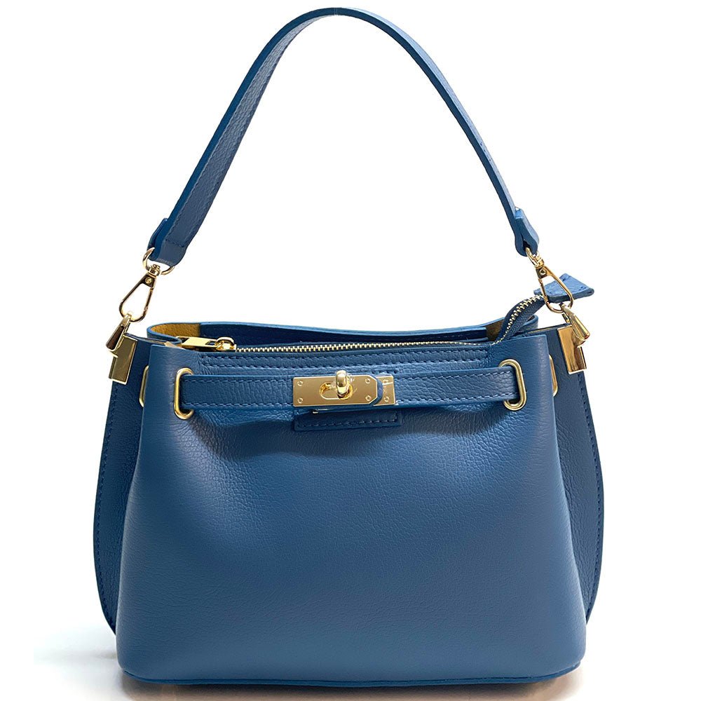 Lorettina Leather Lock Detail Shoulder Bag - Leather Italiano
