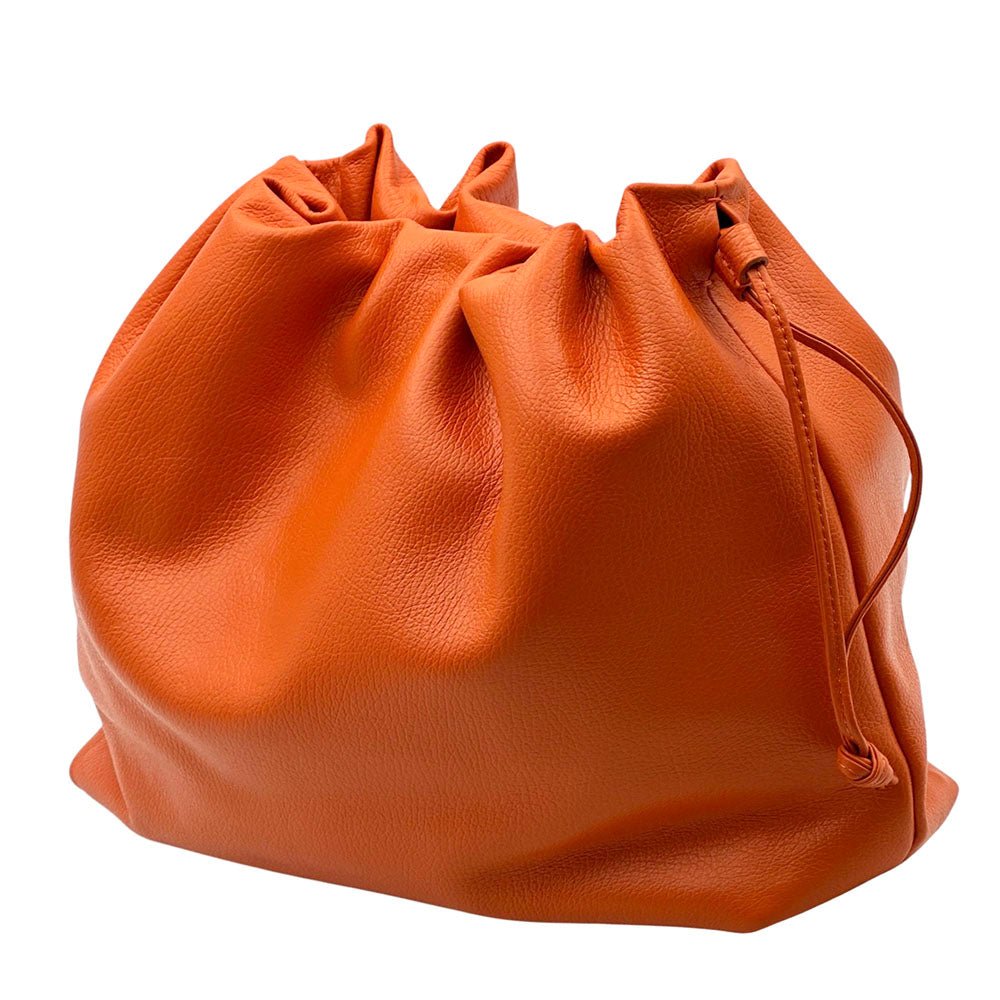 Luciana Cow Leather Drawstring Shoulder Bag - Leather Italiano