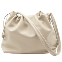 Luciana Cow Leather Drawstring Shoulder Bag - Leather Italiano