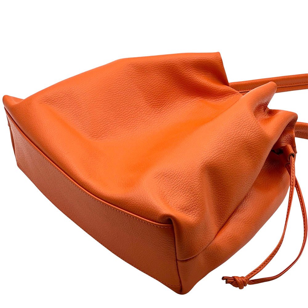 Luciana Cow Leather Drawstring Shoulder Bag - Leather Italiano