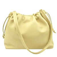 Luciana Cow Leather Drawstring Shoulder Bag - Leather Italiano