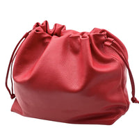 Luciana Cow Leather Drawstring Shoulder Bag - Leather Italiano