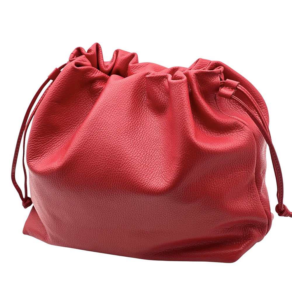 Luciana Cow Leather Drawstring Shoulder Bag - Leather Italiano