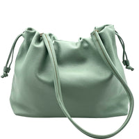 Luciana Cow Leather Drawstring Shoulder Bag - Leather Italiano
