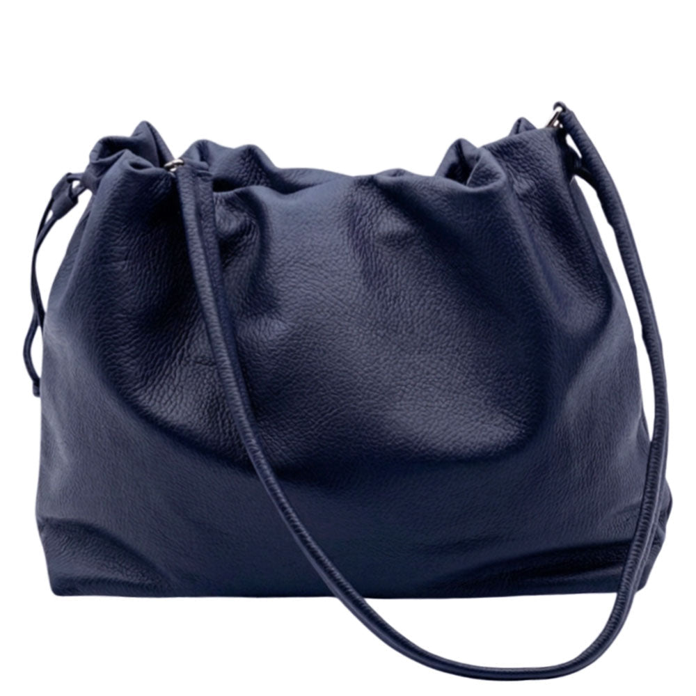 Luciana Cow Leather Drawstring Shoulder Bag - Leather Italiano