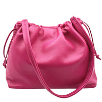 Luciana Cow Leather Drawstring Shoulder Bag - Leather Italiano