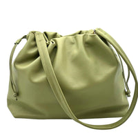 Luciana Cow Leather Drawstring Shoulder Bag - Leather Italiano