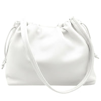 Luciana Cow Leather Drawstring Shoulder Bag - Leather Italiano