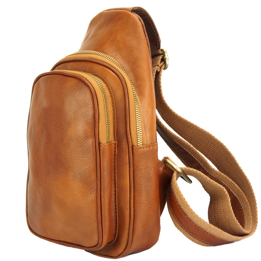Men's Italian Calfskin Leather Waist Bag - Leather Italiano
