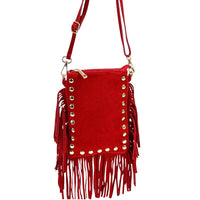 Mia Italian Suede Leather Fringe Shoulder Bag - Leather Italiano