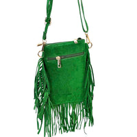 Mia Italian Suede Leather Fringe Shoulder Bag - Leather Italiano