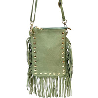 Mia Italian Suede Leather Fringe Shoulder Bag - Leather Italiano