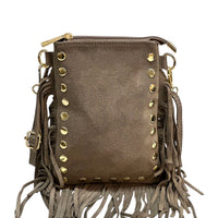 Mia Italian Suede Leather Fringe Shoulder Bag - Leather Italiano