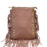 Mia Italian Suede Leather Fringe Shoulder Bag - Leather Italiano