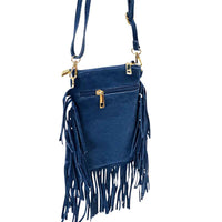 Mia Italian Suede Leather Fringe Shoulder Bag - Leather Italiano
