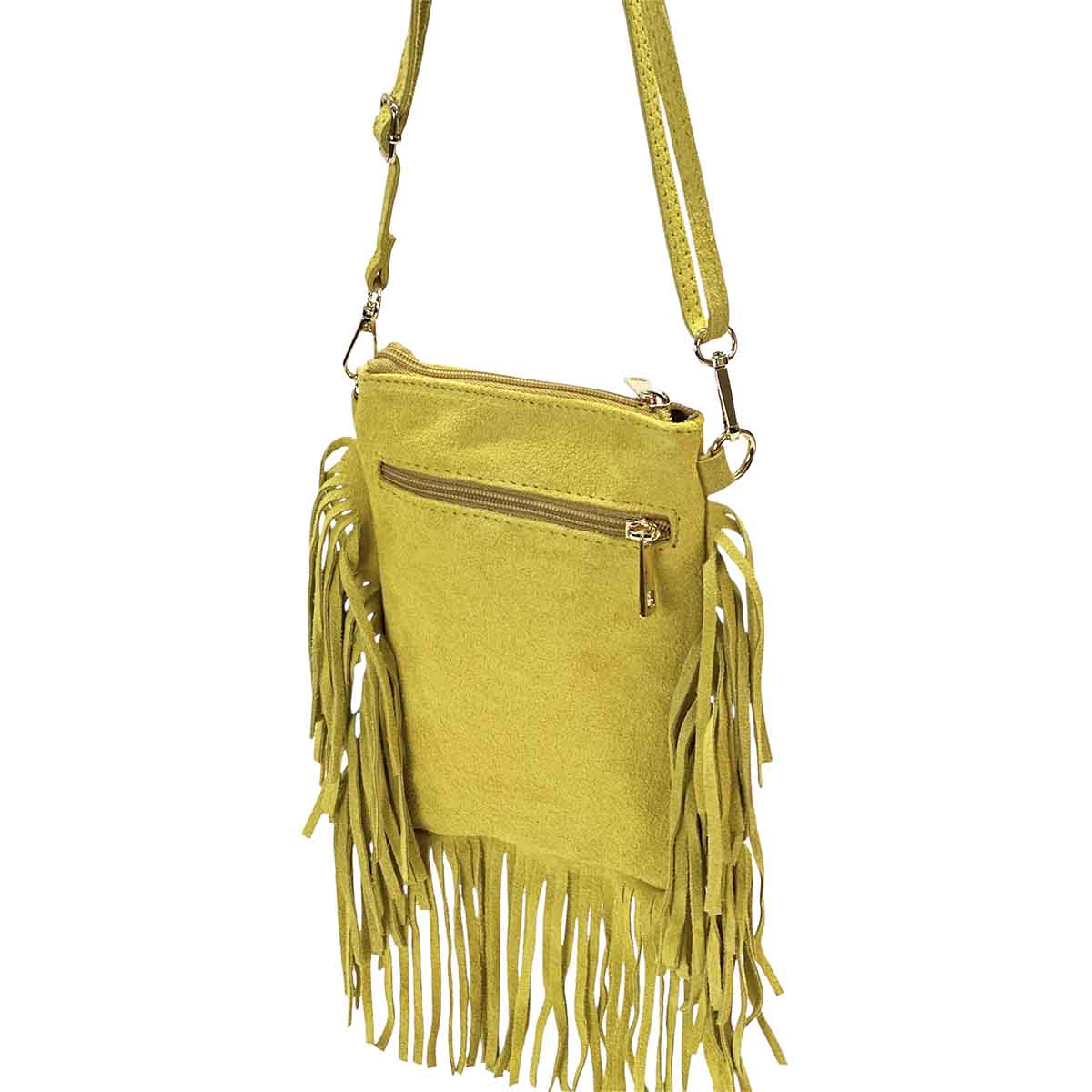 Mia Italian Suede Leather Fringe Shoulder Bag - Leather Italiano
