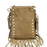 Mia Italian Suede Leather Fringe Shoulder Bag - Leather Italiano