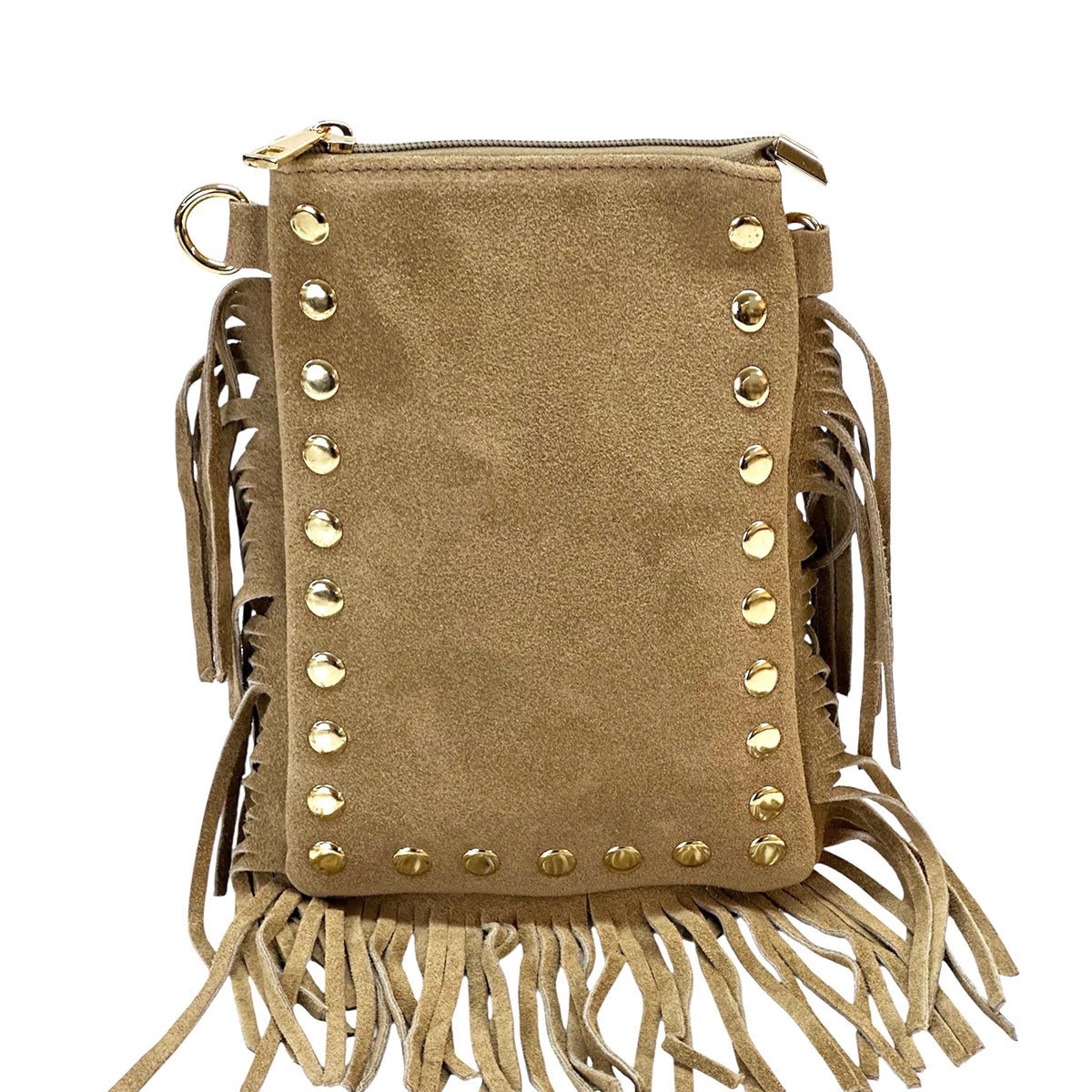 Mia Italian Suede Leather Fringe Shoulder Bag - Leather Italiano