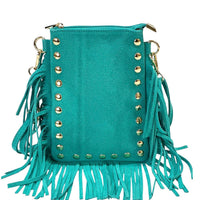 Mia Italian Suede Leather Fringe Shoulder Bag - Leather Italiano