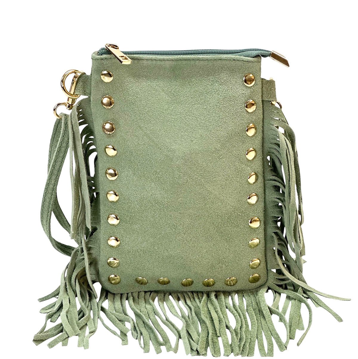 Mia Italian Suede Leather Fringe Shoulder Bag - Leather Italiano