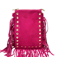 Mia Italian Suede Leather Fringe Shoulder Bag - Leather Italiano