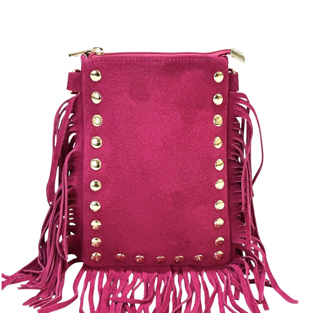 Mia Italian Suede Leather Fringe Shoulder Bag - Leather Italiano