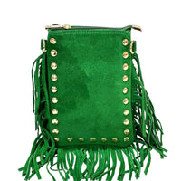 Mia Italian Suede Leather Fringe Shoulder Bag - Leather Italiano