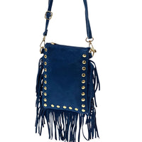 Mia Italian Suede Leather Fringe Shoulder Bag - Leather Italiano