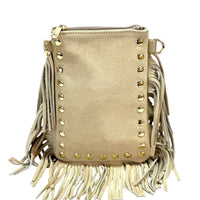 Mia Italian Suede Leather Fringe Shoulder Bag - Leather Italiano