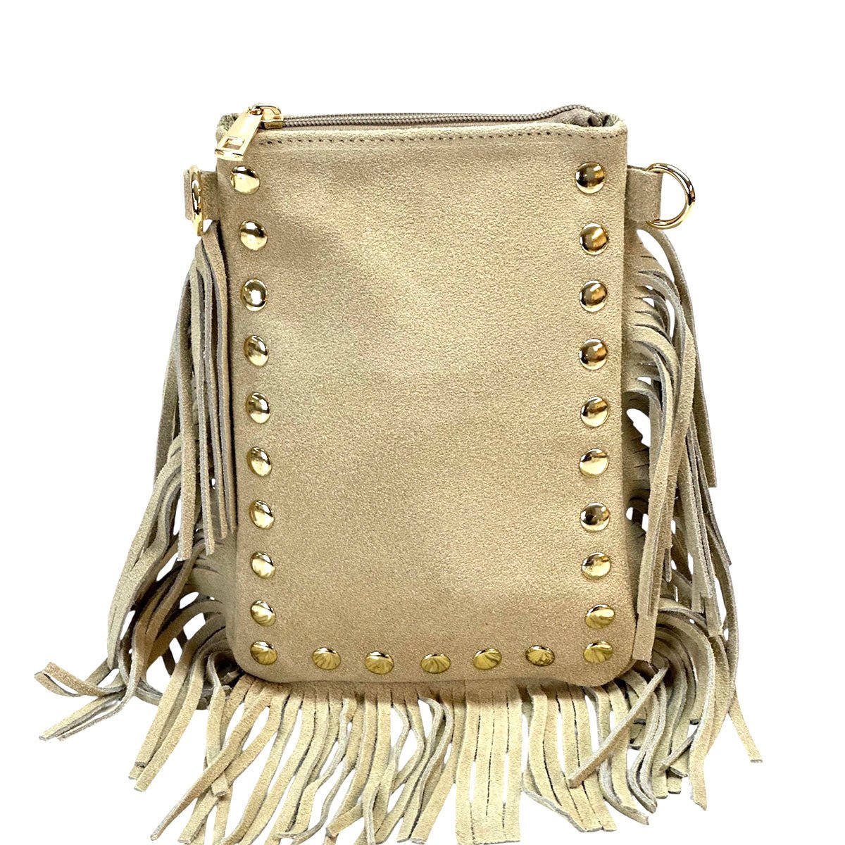 Mia Italian Suede Leather Fringe Shoulder Bag - Leather Italiano